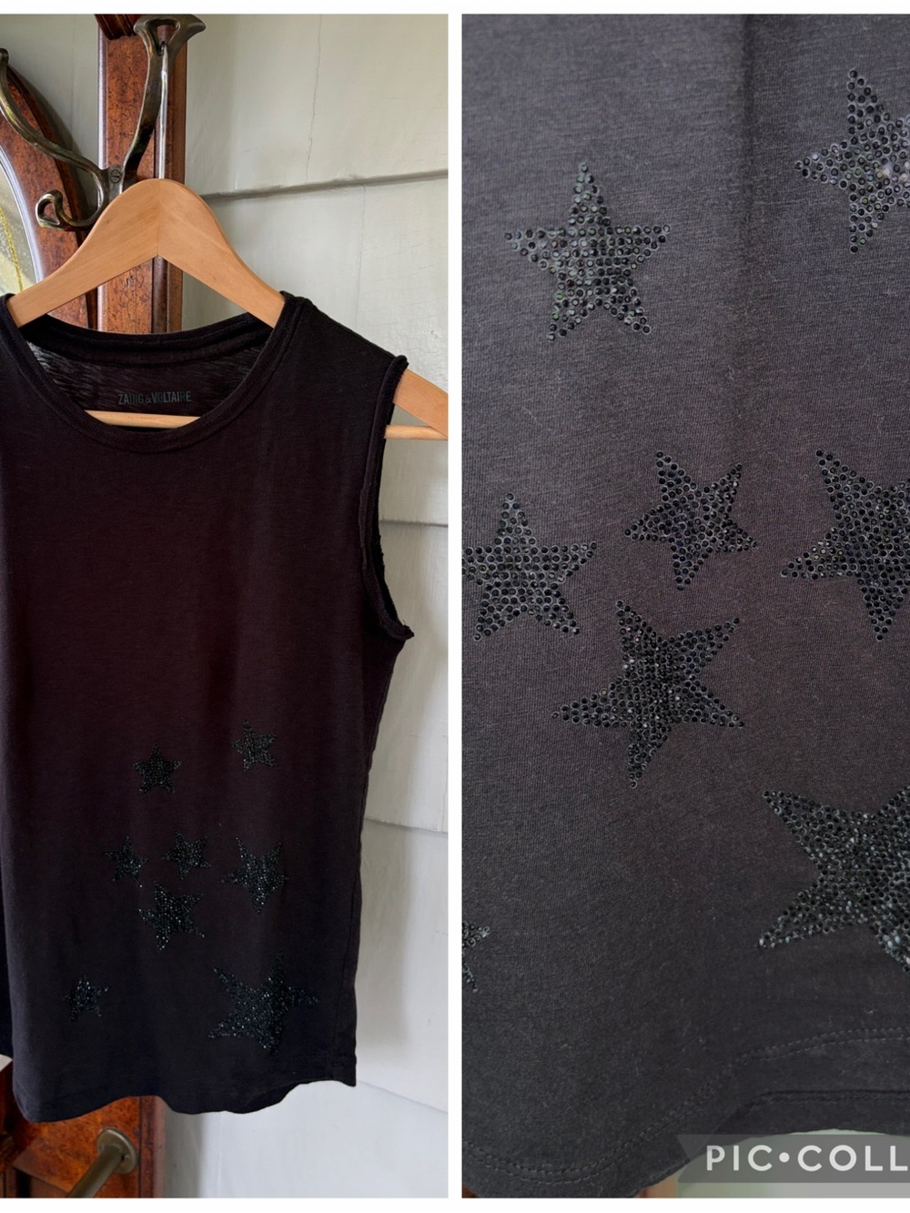 Zadig & Voltaire Black Star-Embellished Sleeveless Tank Top - Women's